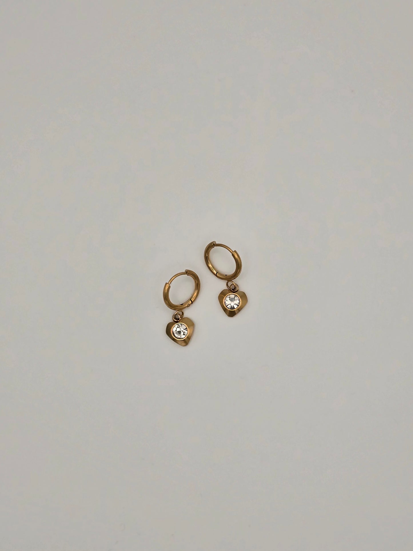 Drop Heart Hoop Earrings Gold or Silver