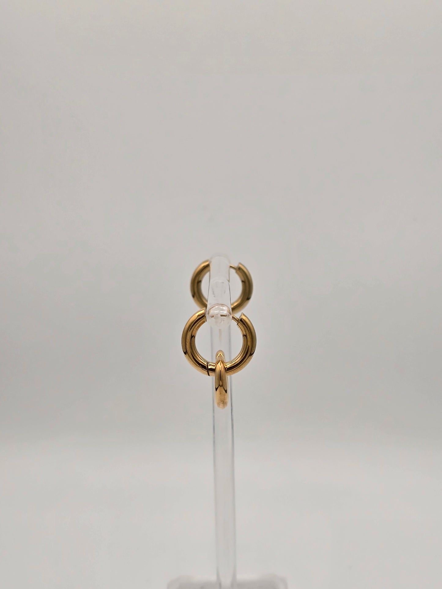 Stainless Steel Heart Dangle Hoop Earrings Gold or Silver