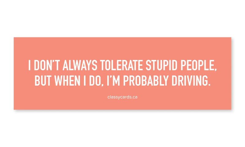 "I Don't Always Tolerate Stupid People..." Car Magnet