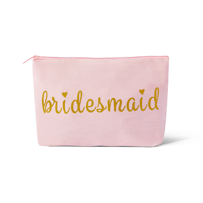 "Bridesmaid" Makeup Bag (Pink Canvas)