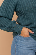 Cuff Detail Cable Knit Sweater (Plus Size)