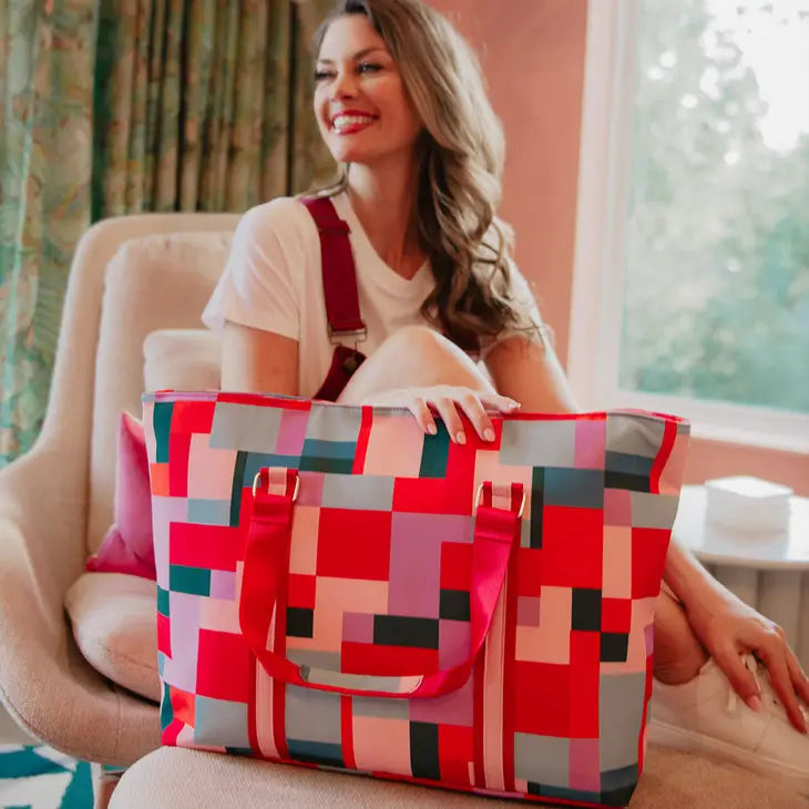 Color Block Tote Bag Travel Bag