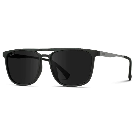 Lance Square Aviator Polarized Sunglasses || Black Frame / Black Lens