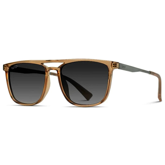 Lance Square Aviator Polarized Sunglasses || Crystal Brown Frame / Black Gradient Lens