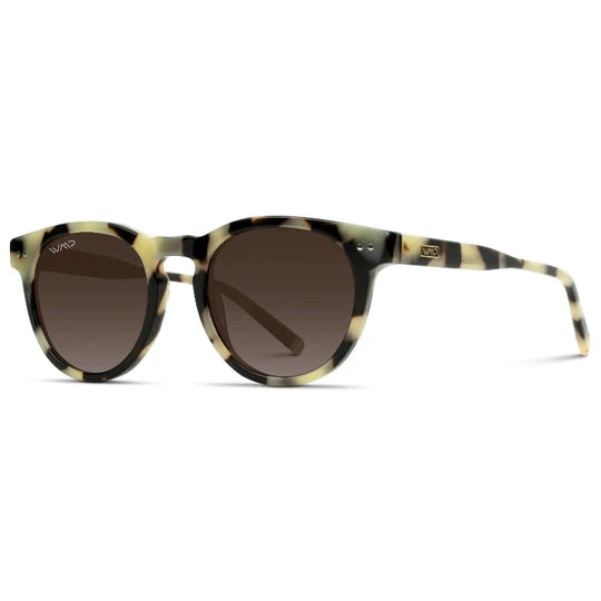 Tate Retro Round Polarized Sunglasses || Crystal Brown Frame / Black Gradient Lens