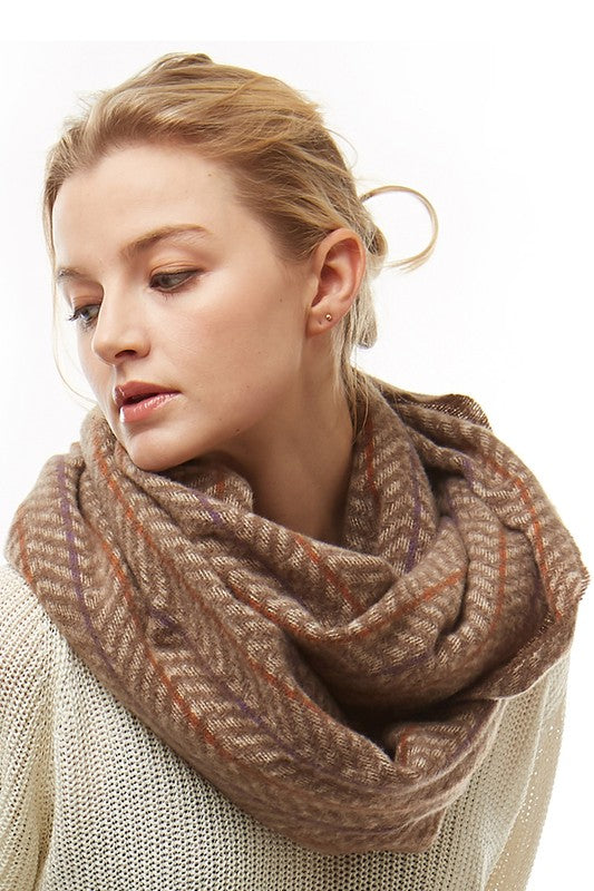 Herringbone Infinity Scarf (Brown)