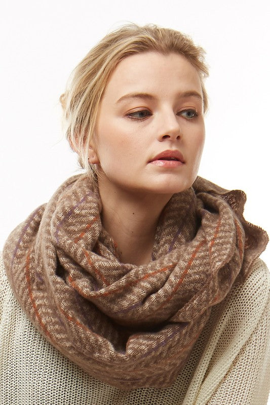 Herringbone Infinity Scarf (Brown)