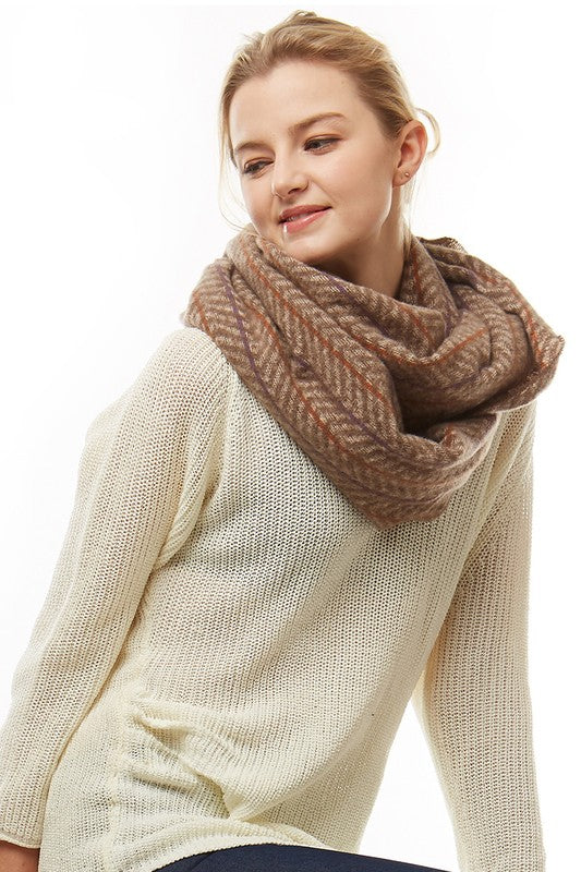 Herringbone Infinity Scarf (Brown)