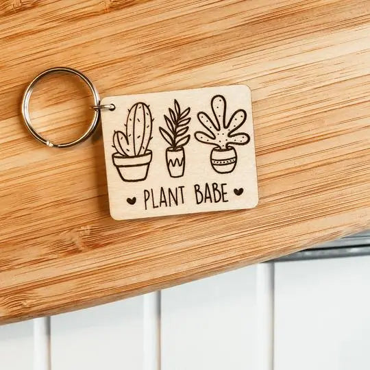 "Plant Babe" Wooden Keychain
