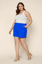 Elastic Back Shorts (Neon Blue - Plus Size)