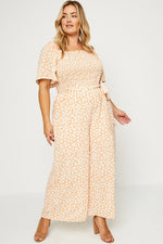 Floral Square Neck Jumpsuit (Plus Size)