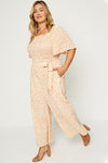 Floral Square Neck Jumpsuit (Plus Size)