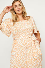 Floral Square Neck Jumpsuit (Plus Size)
