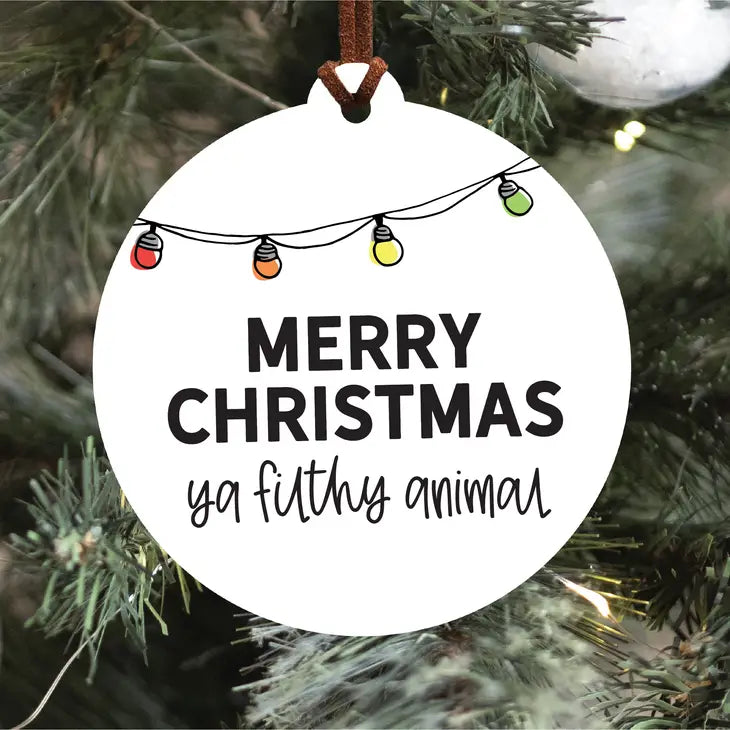 "Merry Christmas Ya Filthy Animal" Christmas Tree Ornament (Lights)