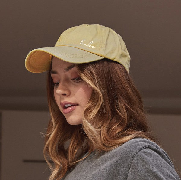 "Babe" Side Script Embroidered Baseball Hat (Gold)
