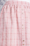 Button Front Elastic Waist Midi Skirt (Mauve)