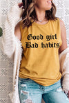 "Good Girl, Bad Habits" Unisex Muscle Tank (Mustard)