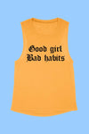 "Good Girl, Bad Habits" Unisex Muscle Tank (Mustard)
