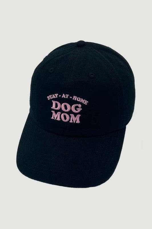 "Stay at Home Dog Mom" Embroidered Baseball Hat (Black)