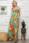 Tropical Print Wide Leg Jumpsuit (Plus Size)