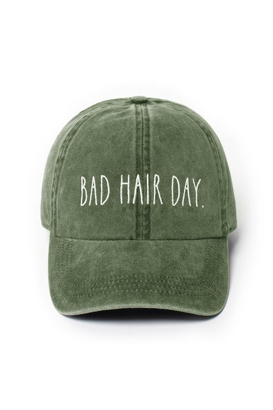 "Bad Hair Day" Baseball Hat (Olive)