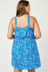 Blue Floral Button Front Dress (Plus Size)