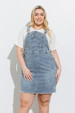 Distressed Bottom Denim Overall Dress (Plus Size)