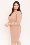 Crew Neck Long Sleeve Sweater Dress (Plus Size)