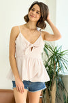 Tie Front Peplum Faux Wrap Cami