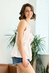 Tie Front Peplum Faux Wrap Cami