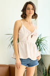 Tie Front Peplum Faux Wrap Cami
