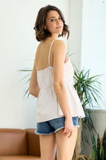Tie Front Peplum Faux Wrap Cami