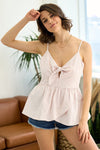 Tie Front Peplum Faux Wrap Cami