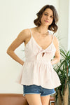 Tie Front Peplum Faux Wrap Cami