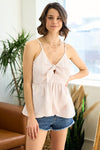 Tie Front Peplum Faux Wrap Cami