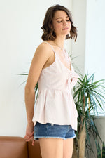 Tie Front Peplum Faux Wrap Cami