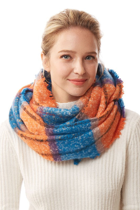 Ultra Soft Plaid Infinity Scarf (Blue)