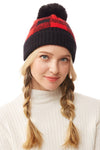 Buffalo Plaid Pom Pom Hat (Red)