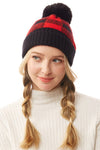 Buffalo Plaid Pom Pom Hat (Red)