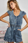 Cap Sleeve Denim Romper