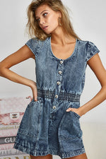 Cap Sleeve Denim Romper
