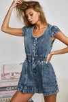 Cap Sleeve Denim Romper