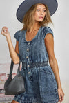 Cap Sleeve Denim Romper