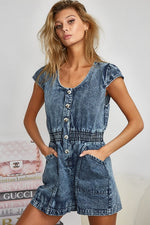 Cap Sleeve Denim Romper