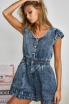 Cap Sleeve Denim Romper