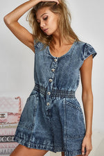 Cap Sleeve Denim Romper