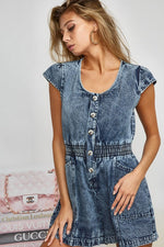 Cap Sleeve Denim Romper