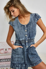 Cap Sleeve Denim Romper