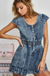Cap Sleeve Denim Romper