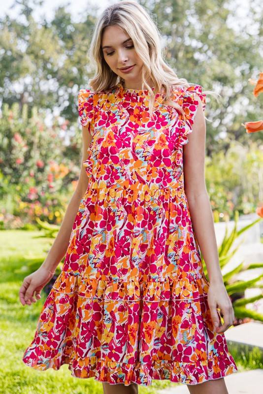 Floral Print Ruffle Tiered Dress (Plus Size)